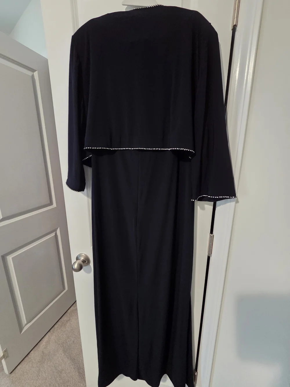 R&M Richards Midnight Navy Evening Dress with Rhinestone Trim - Picture 3 of 5